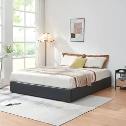 Lit coffre Nola simili 160 x 200 cm noir en.casa