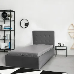 Lit coffre PARMA 90x190 + 1 sommier / Gris foncé