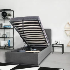 Lit coffre PARMA 90x190 + 1 sommier / Gris foncé