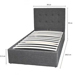 Lit coffre PARMA 90x190 + 1 sommier / Gris foncé