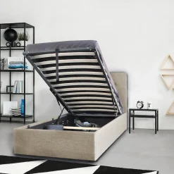 Lit coffre PARMA 90x190 + 1 sommier / Beige