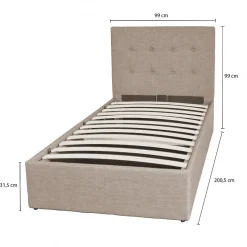 Lit coffre PARMA 90x190 + 1 sommier / Beige