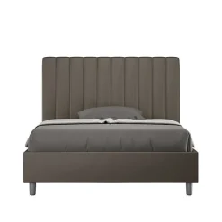 Lit coffre rembourré en simili cuir Agueda cappuccino 140x210