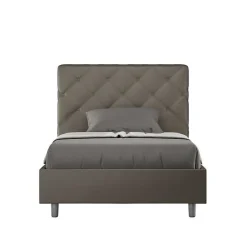 Lit coffre rembourré en simili cuir Priya cappuccino 120x200