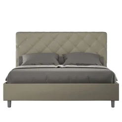 Lit coffre rembourré en simili cuir Priya cappuccino 160x200