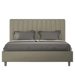 Lit coffre rembourré en simili cuir Agueda cappuccino 160x210