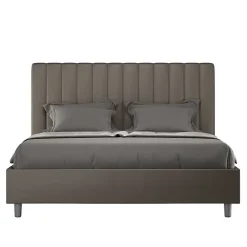 Lit coffre rembourré en simili cuir Agueda cappuccino 160x210