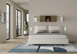 Lit coffre rembourré en simili cuir blanc Antea 200x200