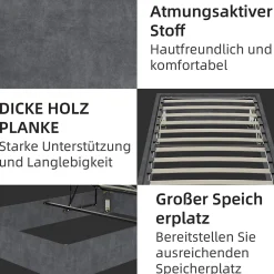 Lit Coffre Simple 90x200 cm - Lit Avec Vérin Pour Ouverture Facile, Bas et Moderne, Sans Tête de Lit, Sans Matelas, Velours Gris