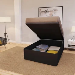 Lit coffre SPIRO 90x200 + 1 sommier / Noir