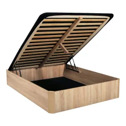 LIT COFFRE SPIRO 180x200cm + 1 SOMMIER / Décor Chêne Blanchi