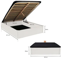 LIT COFFRE SPIRO 160x200cm + 1 SOMMIER / BLANC