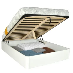 LIT COFFRE SPIRO 140x190cm + 1 SOMMIER / BLANC