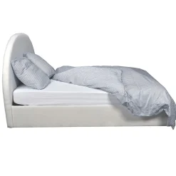 LIT COFFRE TISSU BOUCLETTE 160x200 SHERPA + SOMMIER / Blanc