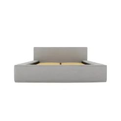 Lit coffre VELORA Gris sable bouclé 180x200 cm Tissu velours doux Sommier relevable Rangement intégré