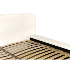 Lit coffre VELORA Perle 160x200 cm Tissu velours doux Sommier relevable Rangement intégré