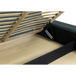 Lit coffre VELORA Vert émeraude 180x200 cm Tissu velours doux Sommier relevable Rangement intégré