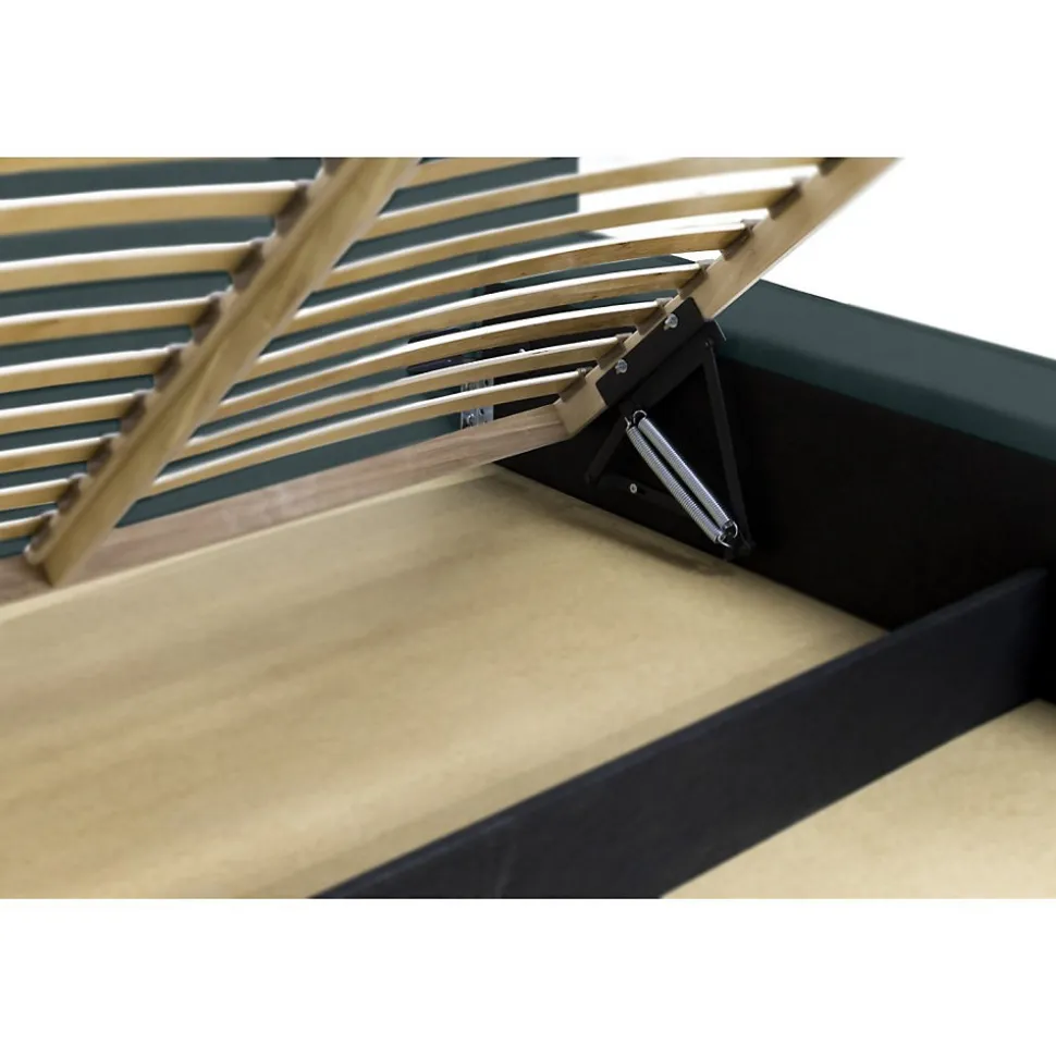 Lit coffre VELORA Vert émeraude 180x200 cm Tissu velours doux Sommier relevable Rangement intégré