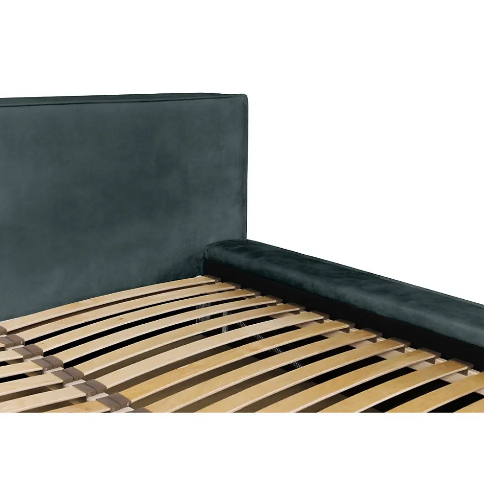 Lit coffre VELORA Vert émeraude 180x200 cm Tissu velours doux Sommier relevable Rangement intégré