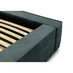 Lit coffre VELORA Vert émeraude 180x200 cm Tissu velours doux Sommier relevable Rangement intégré