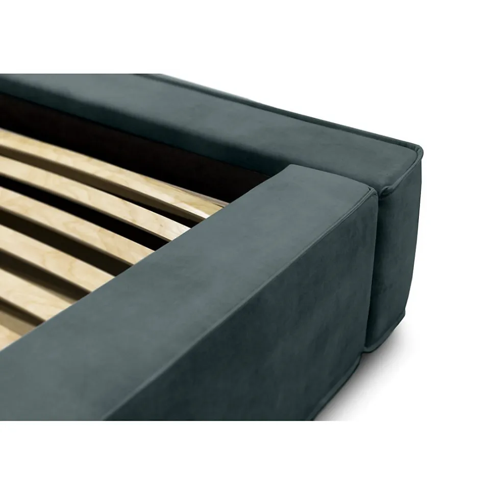 Lit coffre VELORA Vert émeraude 180x200 cm Tissu velours doux Sommier relevable Rangement intégré