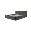 Lit coffre VERNON Tissu chenille bouclé Anthracite profond 140x200 cm Sommier relevable Design haut de gamme