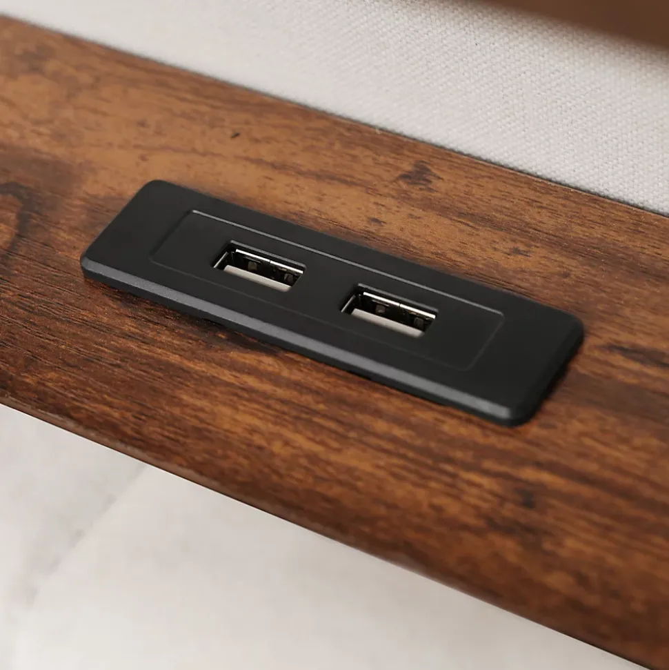 Lit coffre 160x200 cm - Lit ados avec USB et LED - Lin - Sans Matelas - Beige