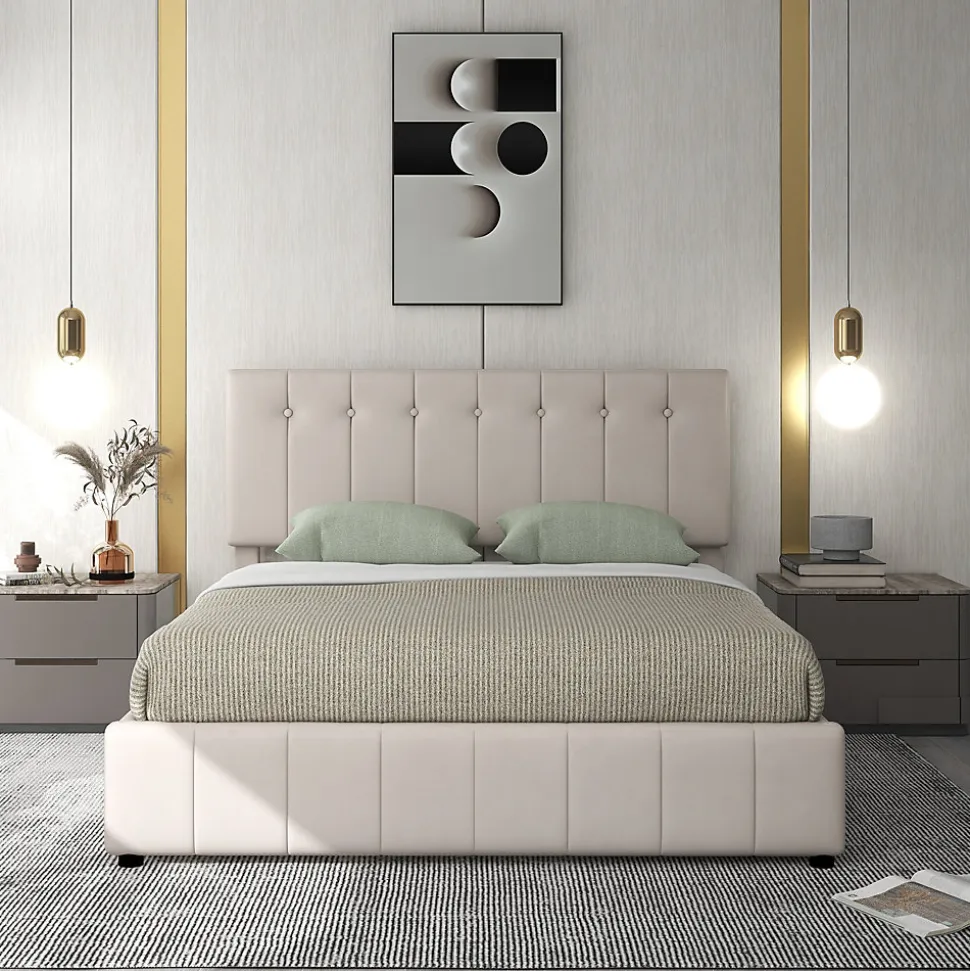 Lit Coffre 140x200 cm - Lit avec Rangement Intégré et Mécanisme Hydraulique, en Velours Blanc, Sans Matelas