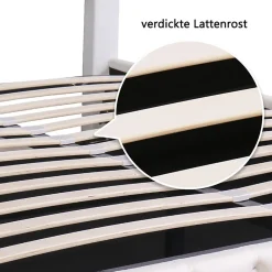 Lit Coffre 140x190 cm - Lit Capitonné avec Rangement et LED, Sommier à Lattes Inclus, Simili Cuir - sans Matelas - Blanc