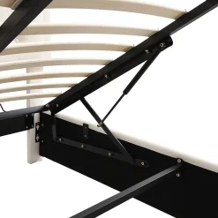 Lit coffre 140x190 cm - Lit coffre hydraulique avec 2 tiroirs et sommier à lattes - Capitonné Velours - Sans Matelas - Beige