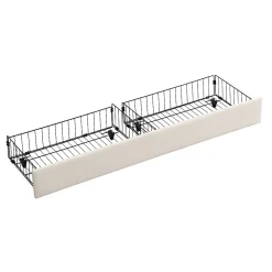 Lit coffre 180x200 cm - Lit coffre hydraulique avec 2 tiroirs et sommier à lattes - Velours - Sans Matelas - Beige