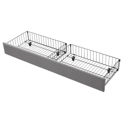 Lit coffre 180x200 cm - Lit coffre hydraulique avec 2 tiroirs et sommier à lattes - Velours - Sans Matelas - Gris