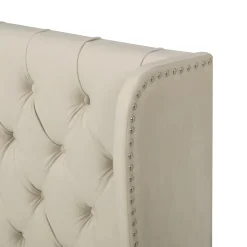 Lit coffre 160x200 cm - Lit double avec sommier à lattes et coffre hydraulique - Velours - Sans Matelas - Beige