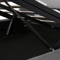 Lit coffre 140x200 cm - Lit double capitonné avec tête de lit oreille - Velours - Sans Matelas - Gris