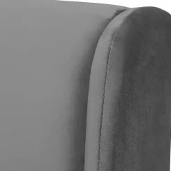 Lit coffre 140x200 cm - Lit double capitonné avec tête de lit oreille - Velours - Sans Matelas - Gris