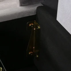 Lit coffre 140x200 cm - Lit double avec sommier à lattes et Coffre hydraulique - Capitonné Velours - Sans Matelas - Gris