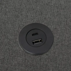 Lit Coffre 140x200 Cm - Lit Double avec Sommier à Lattes et USB Type C - Coton Bois Métal - Sans Matelas - Gris