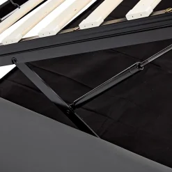 Lit Coffre 140x200 cm - Lit Double Capitonné avec Port USB et Éclairage LED - Similicuir - Gris - Sans Matelas