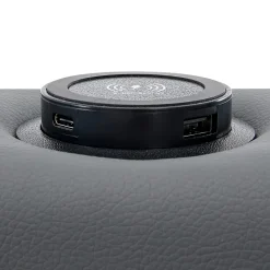 Lit Coffre 140x200 cm - Lit Double Capitonné avec Port USB et Éclairage LED - Similicuir - Gris - Sans Matelas