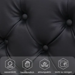 Lit coffre 180x200 cm - Lit double avec coffre de rangement et éclairage LED - Lit capitonné en cuir PU - Sans matelas - Noir