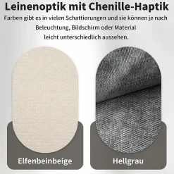 Lit Coffre 160x200 cm - Lit Double avec Sommier Relevable et Rangement - LED et Ports USB Type-C - Tissu Lin Gris - Sans Matelas