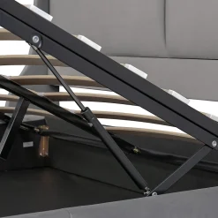 Lit coffre 160x200 cm - Lit double capitonné avec tête de lit oreille - Velours - Sans Matelas - Gris