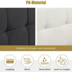 Lit Coffre 160x200 cm - Lit Double Capitonné avec Tête de Lit et Rangement Caché - PU - Sans Matelas - Blanc