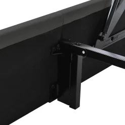 Lit Coffre 140x200 cm - Lit Double Rembourré - Tête de Lit avec Rangement - Lin - Sans Matelas - Gris