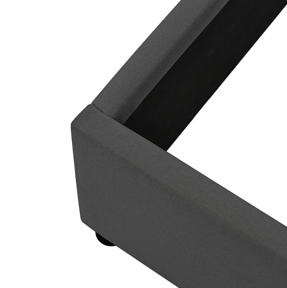 Lit Coffre 140x200 cm - Lit Double Rembourré - Tête de Lit avec Rangement - Lin - Sans Matelas - Gris