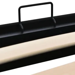 Lit coffre 90x200 cm - Lit simple capitonné avec sommier métallique - Bois massif + Métal - avec Matelas - Gris clair