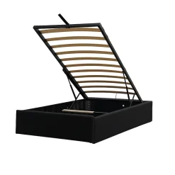 Lit coffre 90x200 cm avec pieds et 12 lattes - montage rapide et facile - design contemporain - espace de rangement optimal -