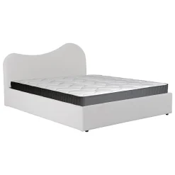 LIT COFFRE 140x190 CM COCOON+ SOMMIER / Tissu Bouclette Blanc