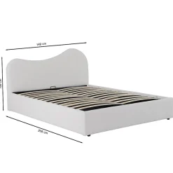 LIT COFFRE 140x190 CM COCOON+ SOMMIER / Tissu Bouclette Blanc