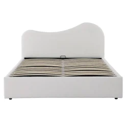 LIT COFFRE 140x190 CM COCOON+ SOMMIER / Tissu Bouclette Blanc